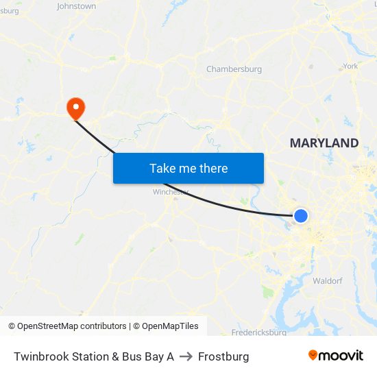 Twinbrook Station & Bus Bay A to Frostburg map