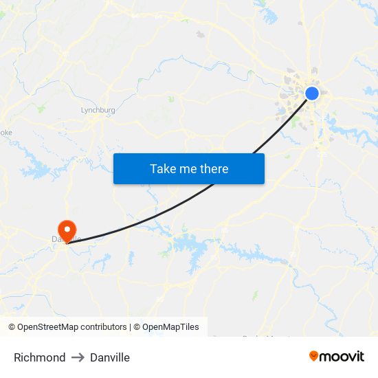 Richmond to Danville map