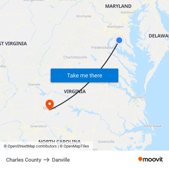 Charles County to Danville map