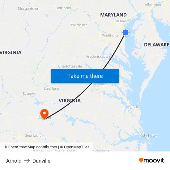 Arnold to Danville map