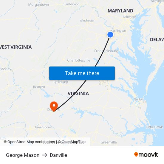 George Mason to Danville map