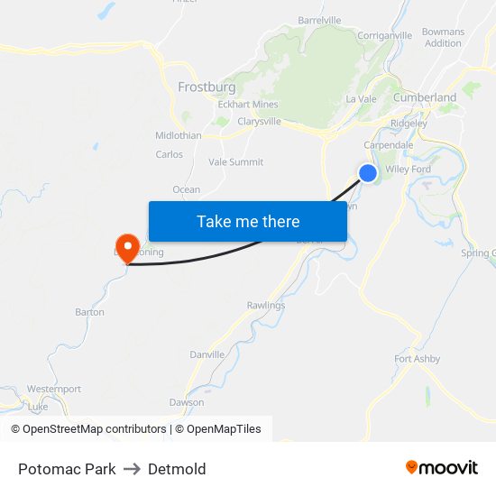Potomac Park to Detmold map