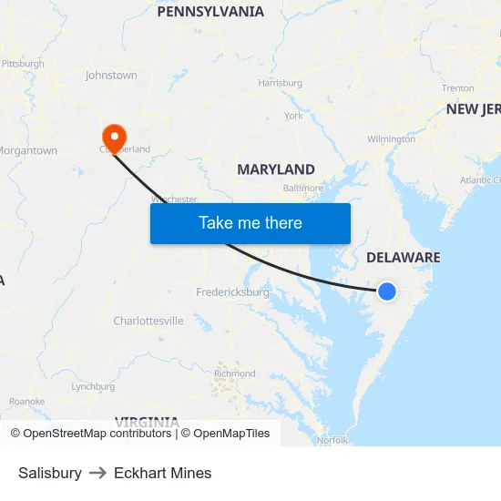 Salisbury to Eckhart Mines map