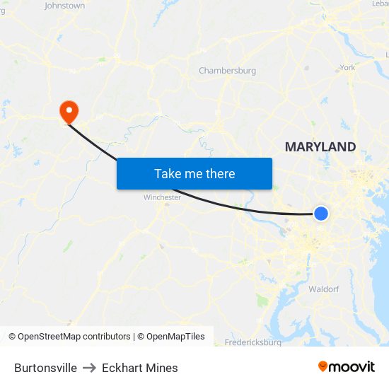 Burtonsville to Eckhart Mines map