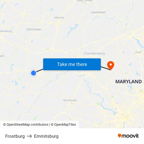 Frostburg to Emmitsburg map