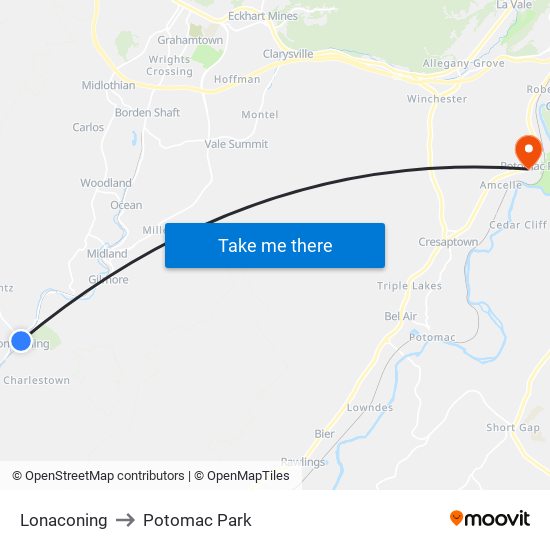 Lonaconing to Potomac Park map