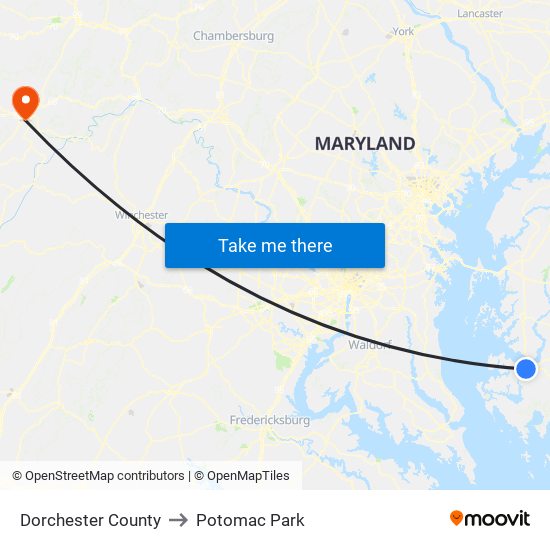 Dorchester County to Potomac Park map