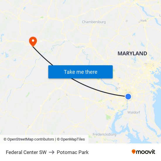 Federal Center SW to Potomac Park map