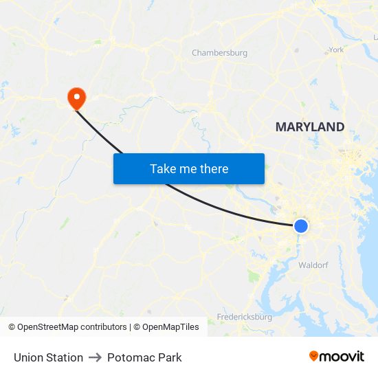 Union Station to Potomac Park map