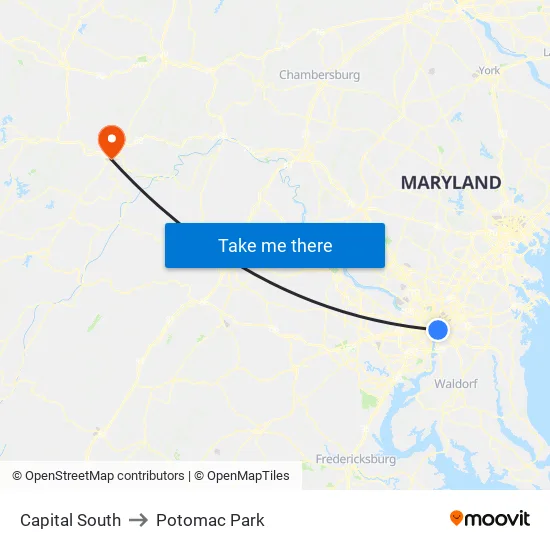 Capital South to Potomac Park map