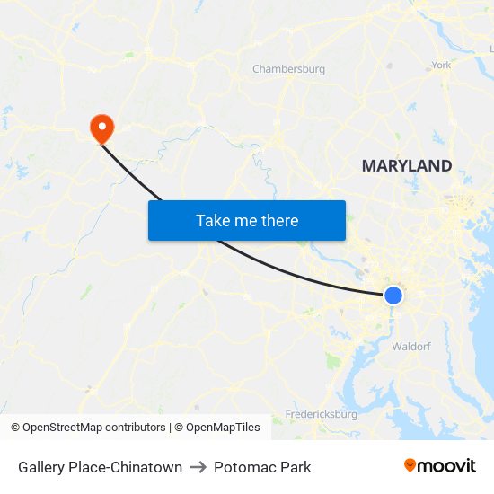 Gallery Place-Chinatown to Potomac Park map