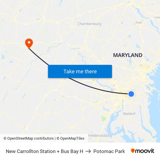 New Carrollton+Bay H to Potomac Park map