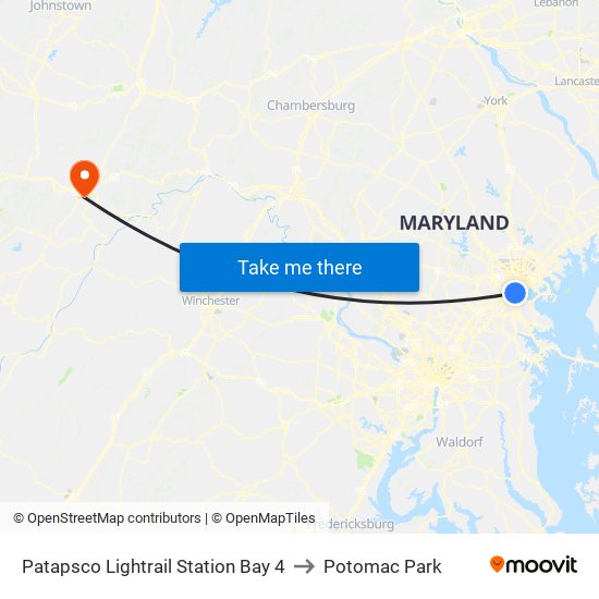 Patapsco Lightrail Station Bay 4 to Potomac Park map