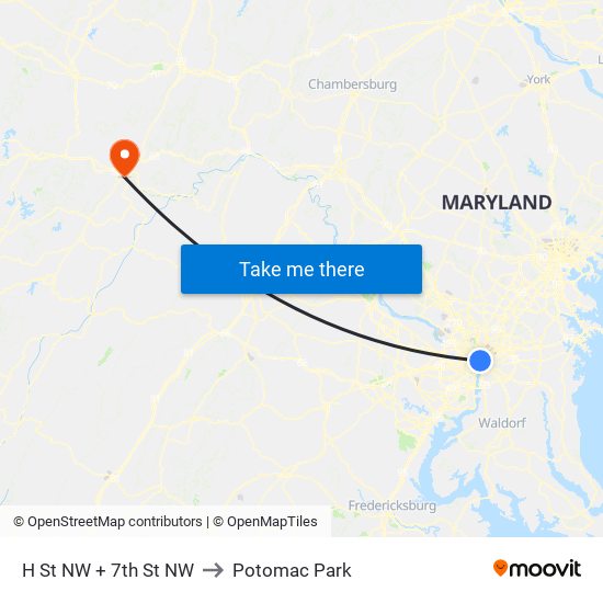 H St Nw+7 St NW to Potomac Park map