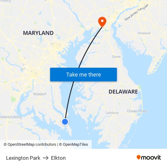 Lexington Park to Elkton map