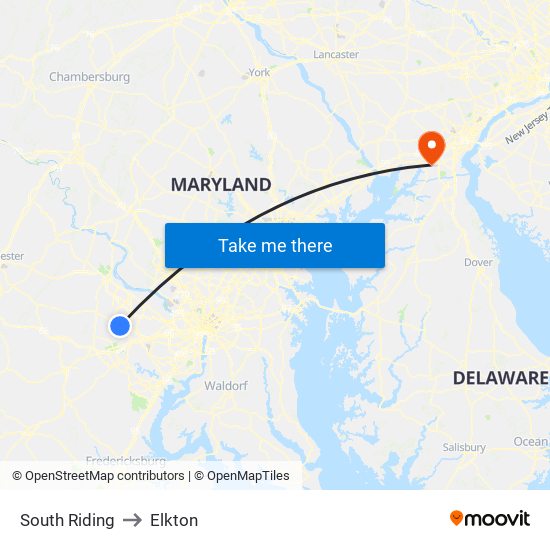 South Riding to Elkton map