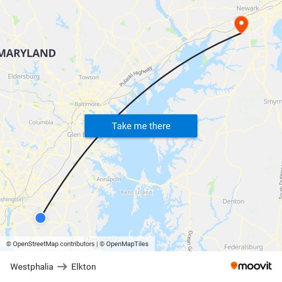 Westphalia to Elkton map