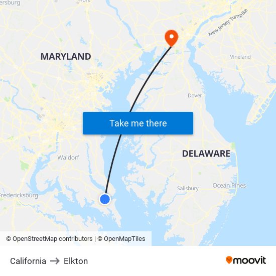 California to Elkton map