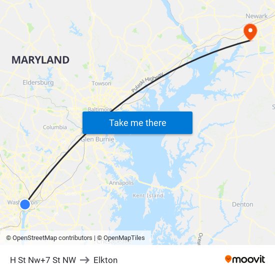 H St Nw+7 St NW to Elkton map