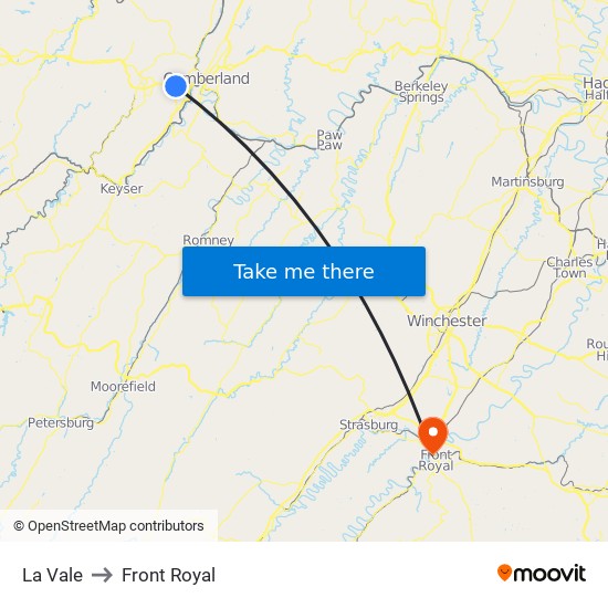 La Vale to Front Royal map