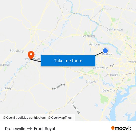 Dranesville to Front Royal map