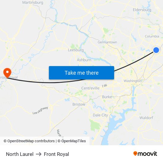 North Laurel to Front Royal map