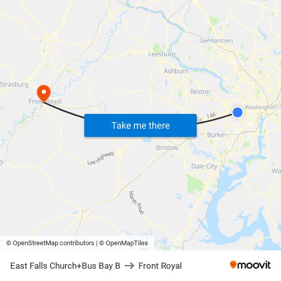 East Falls Church+Bay B to Front Royal map