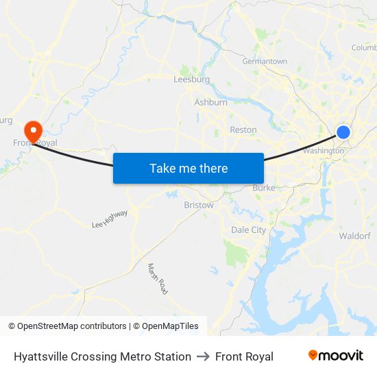 Hyattsville Crossing Metro Station to Front Royal map