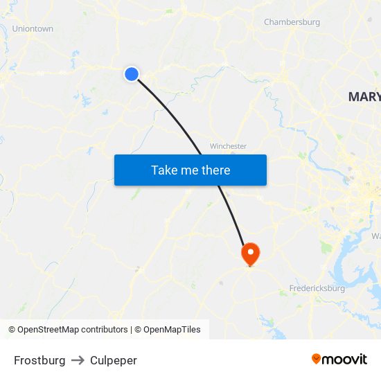 Frostburg to Culpeper map