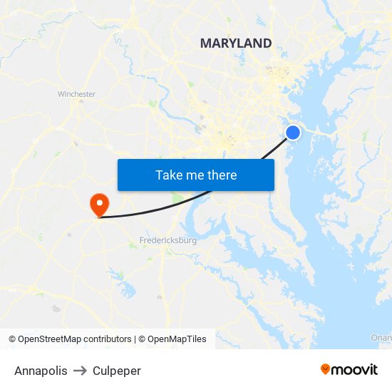 Annapolis to Culpeper map