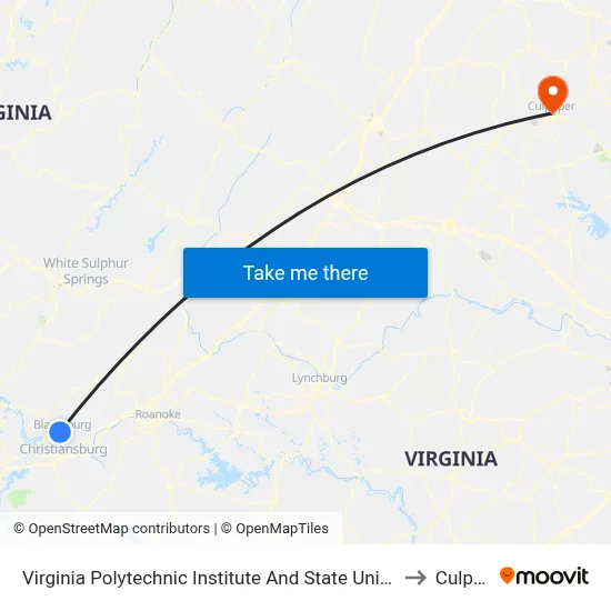 Virginia Polytechnic Institute And State University - Hahn Lot to Culpeper map