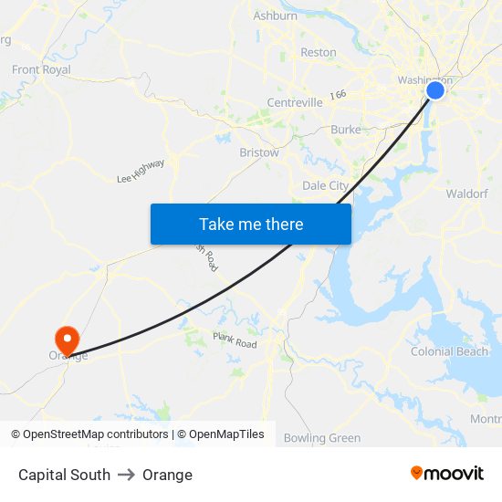 Capital South to Orange map