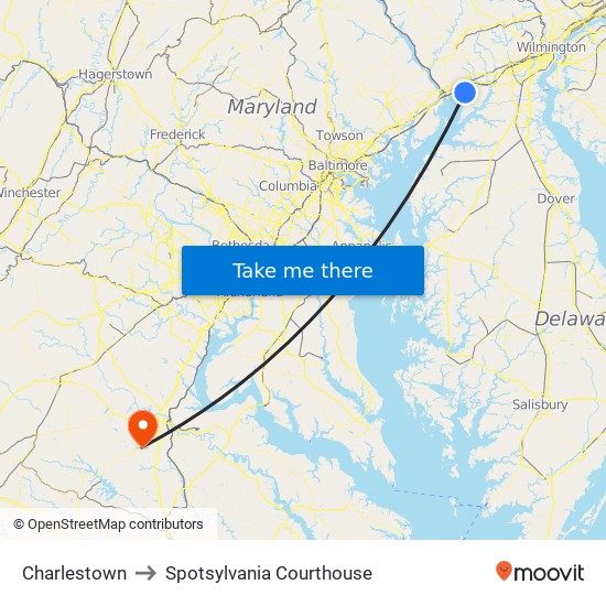 Charlestown to Spotsylvania Courthouse map