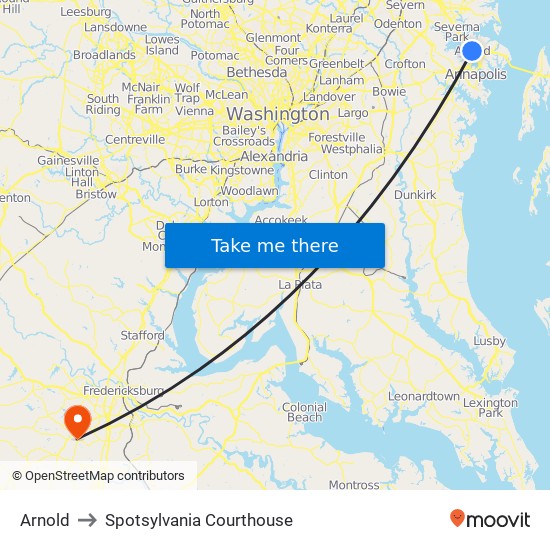 Arnold to Spotsylvania Courthouse map