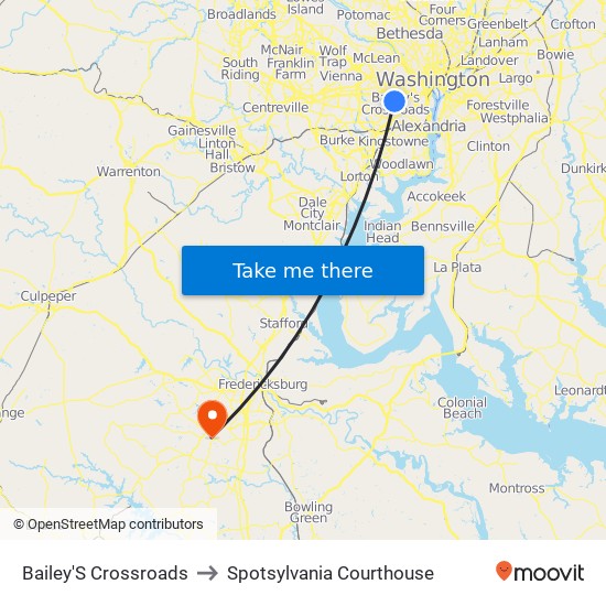 Bailey'S Crossroads to Spotsylvania Courthouse map