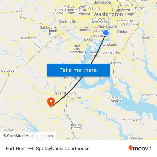 Fort Hunt to Spotsylvania Courthouse map