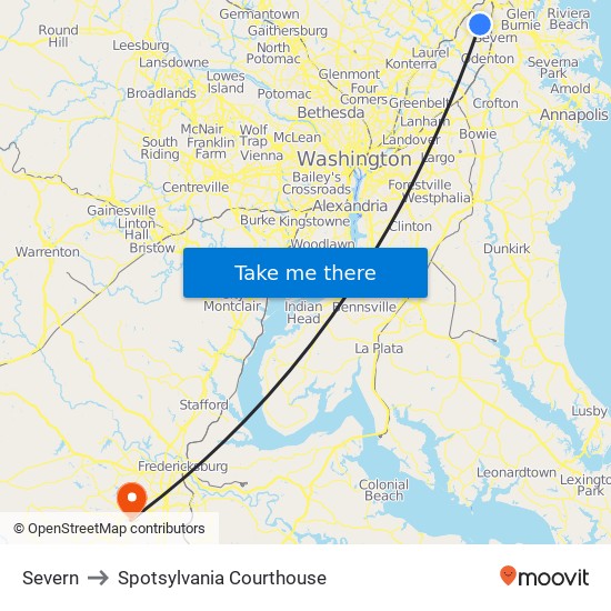 Severn to Spotsylvania Courthouse map