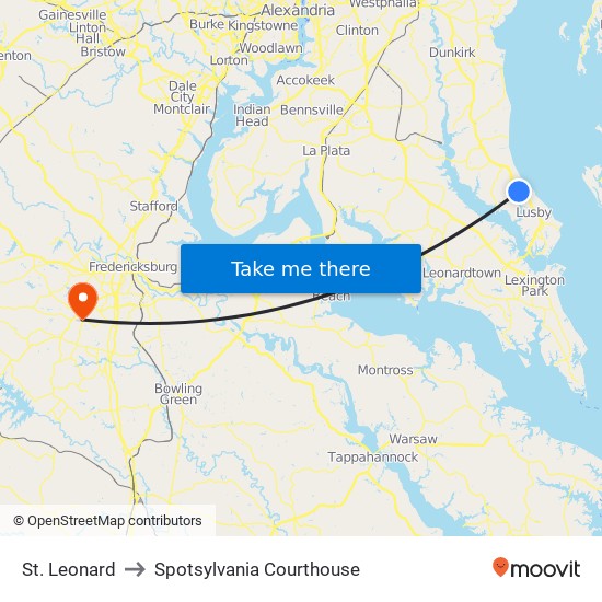 St. Leonard to Spotsylvania Courthouse map