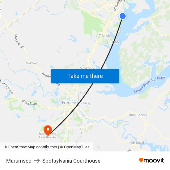 Marumsco to Spotsylvania Courthouse map