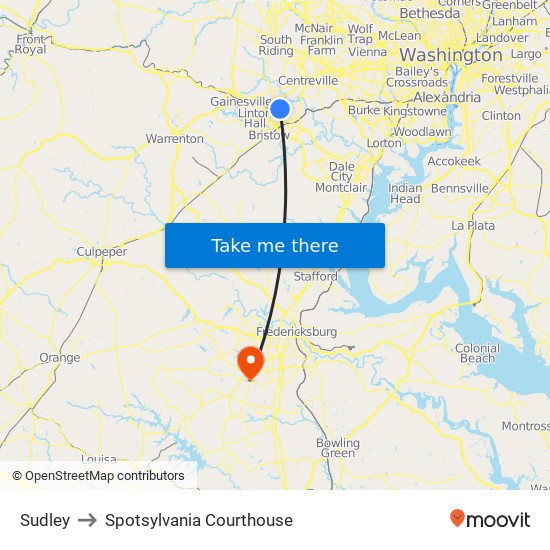 Sudley to Spotsylvania Courthouse map