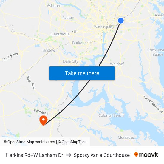 Harkins Rd+W Lanham Dr to Spotsylvania Courthouse map