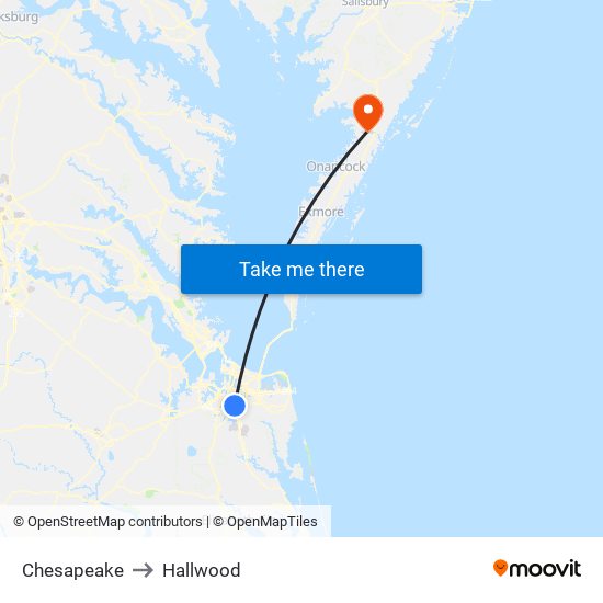 Chesapeake to Hallwood map