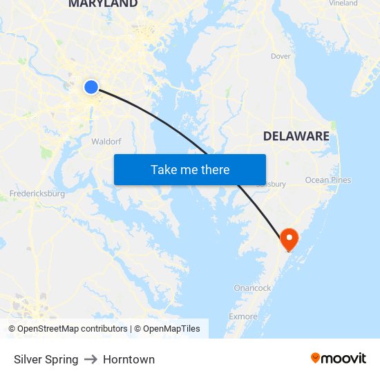 Silver Spring to Horntown map