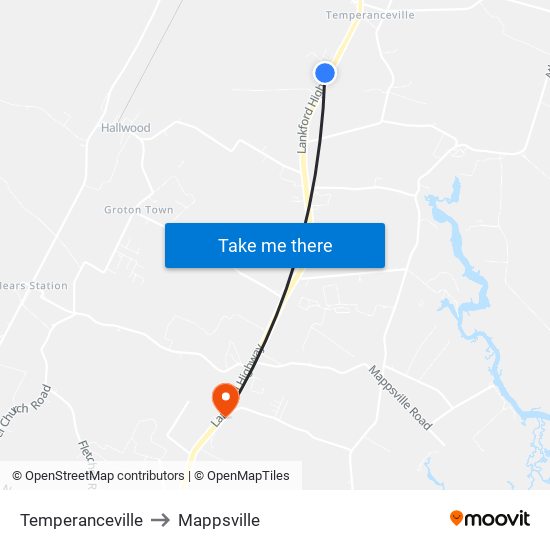 Temperanceville to Mappsville map