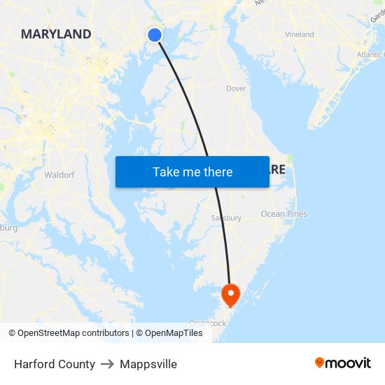 Harford County to Mappsville map