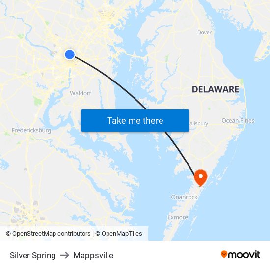 Silver Spring to Mappsville map