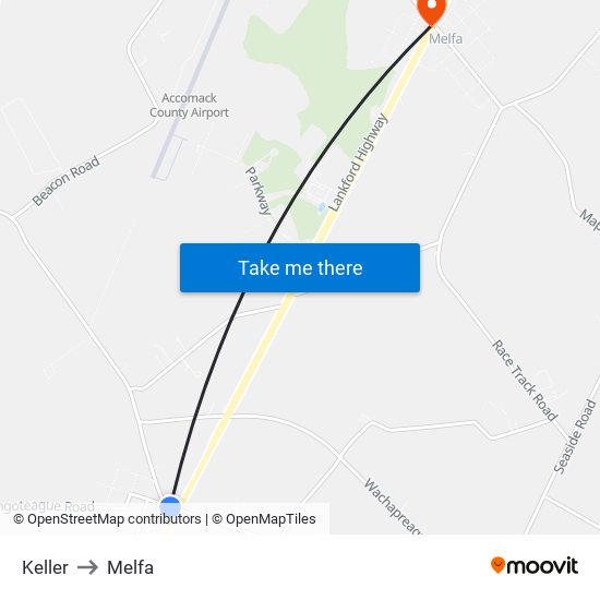 Keller to Melfa map