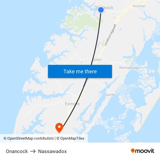 Onancock to Nassawadox map