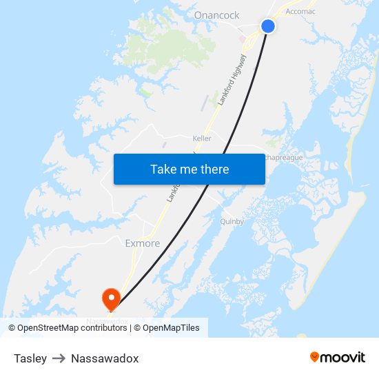 Tasley to Nassawadox map