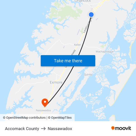 Accomack County to Nassawadox map